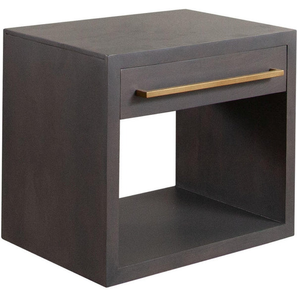 Ceny Side End Table, 1 Drawer, Gray Oak Solid Mango Wood, 26 Inch -BM338680