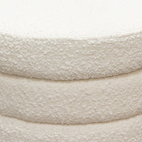 Accent Ottoman, 17 Inch, Ivory Boucle Upholstery, Round Stacked Design - BM338681