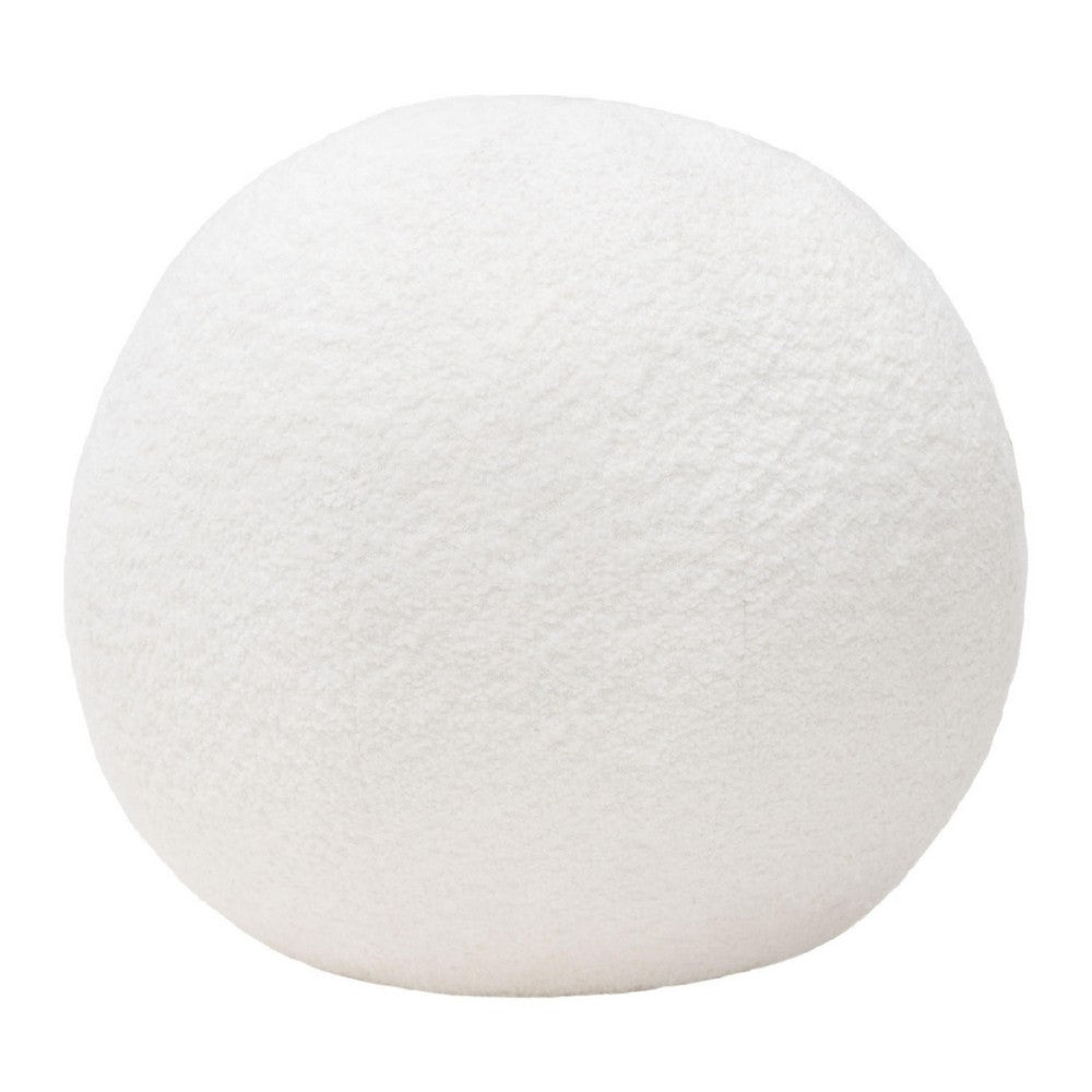 Round Accent Pillow, Ivory Faux Shearling, Polyester Fill, 15 Inch - BM338685
