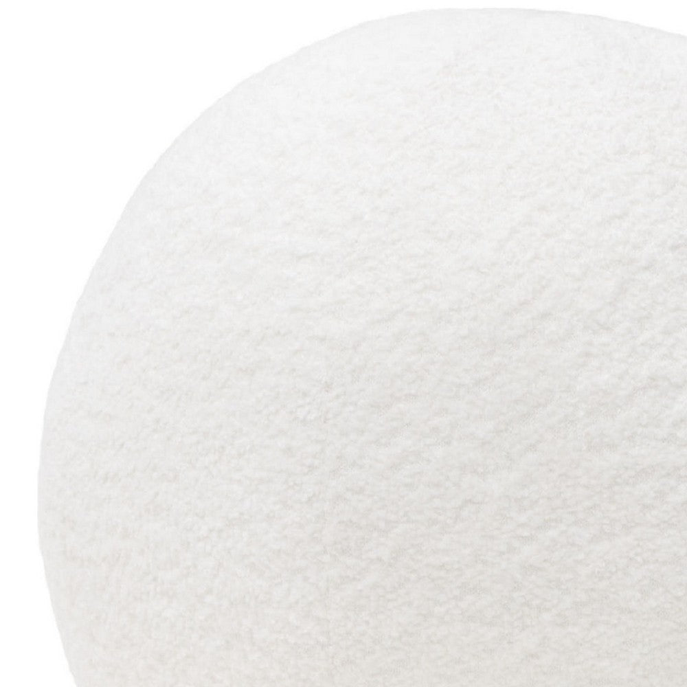 Round Accent Pillow, Ivory Faux Shearling, Polyester Fill, 15 Inch - BM338685