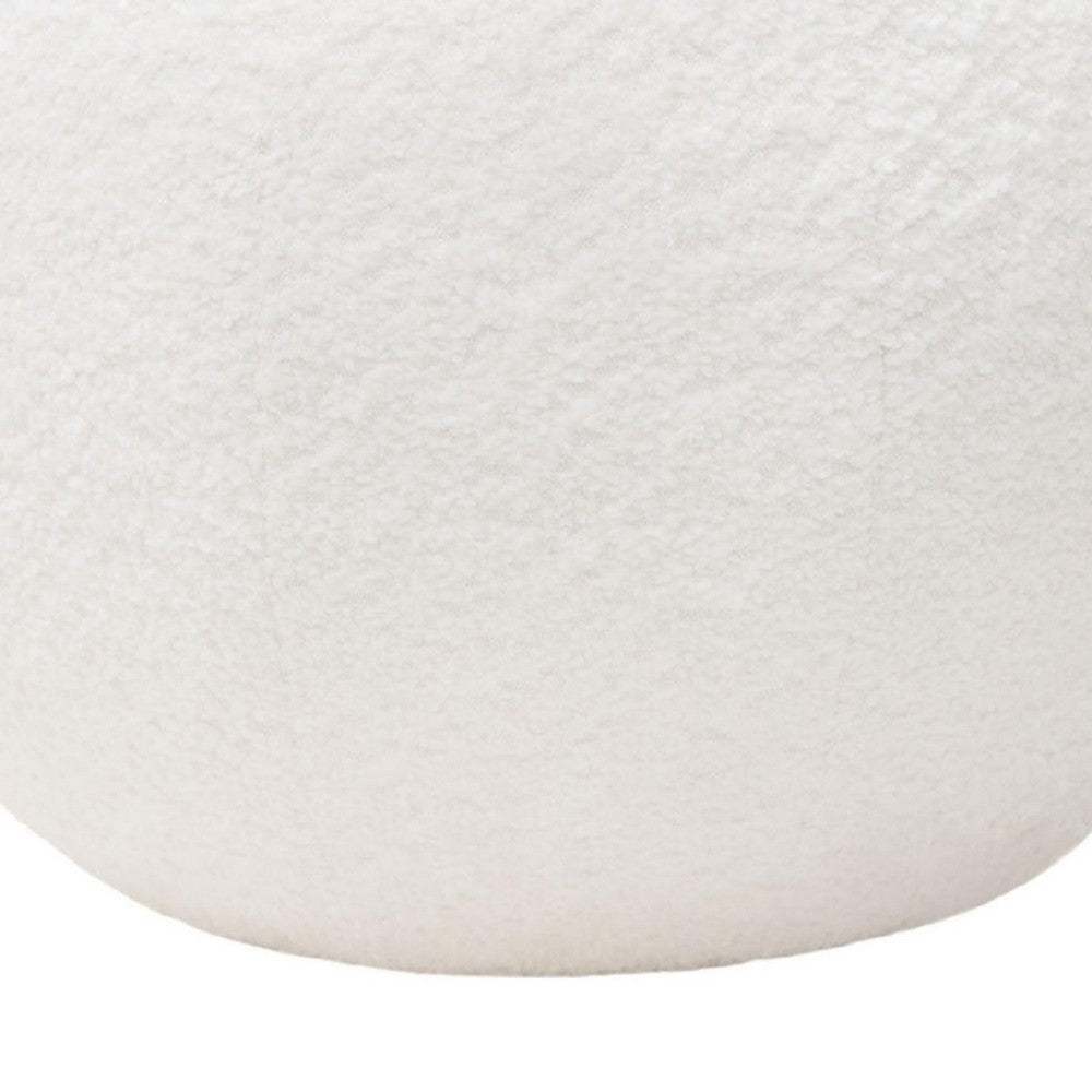 Round Accent Pillow, Ivory Faux Shearling, Polyester Fill, 15 Inch - BM338685