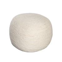 Poby Accent Pouf, 19 Inch Round, Dyed Ivory Wool Body - BM338686