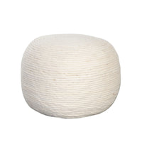 Poby Accent Pouf, 19 Inch Round, Dyed Ivory Wool Body - BM338686