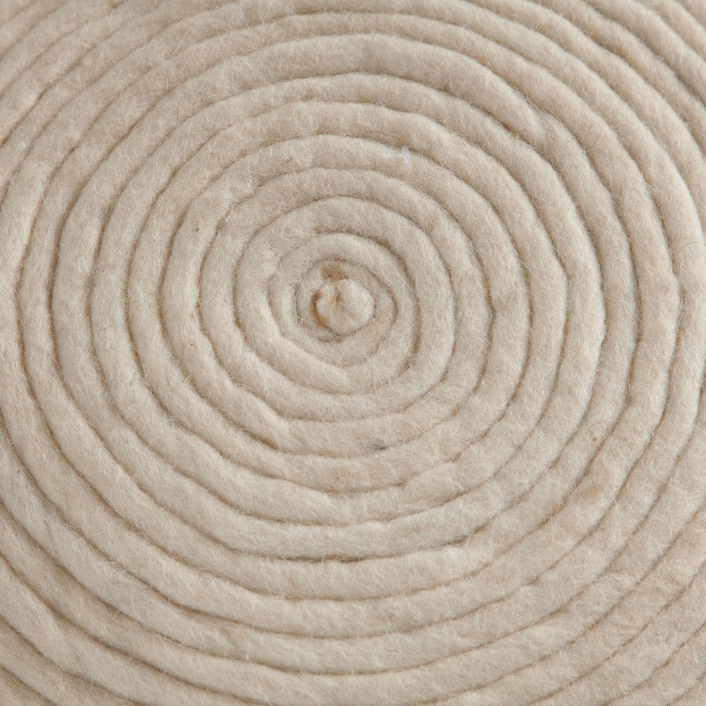 Poby Accent Pouf, 19 Inch Round, Dyed Ivory Wool Body - BM338686