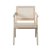 Kato Dining Armchair, Cane Backrest, 24 Inch, Natural Brown Solid Mango Wood - BM338692