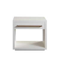 Ceny Side End Table, 1 Drawer, 26 Inch White Solid Mango Wood -BM338693