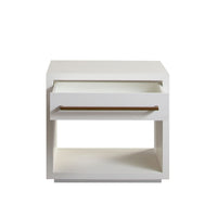 Ceny Side End Table, 1 Drawer, 26 Inch White Solid Mango Wood -BM338693