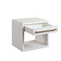 Ceny Side End Table, 1 Drawer, 26 Inch White Solid Mango Wood -BM338693