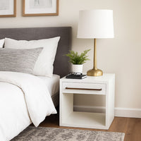 Ceny Side End Table, 1 Drawer, 26 Inch White Solid Mango Wood -BM338693