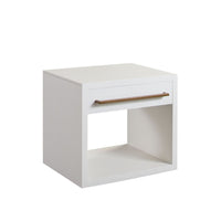 Ceny Side End Table, 1 Drawer, 26 Inch White Solid Mango Wood -BM338693