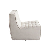 Ema Armless Chair, Sand Beige Fabric, 25 Inch, Scooped Seat w Grid Tufting - BM338694
