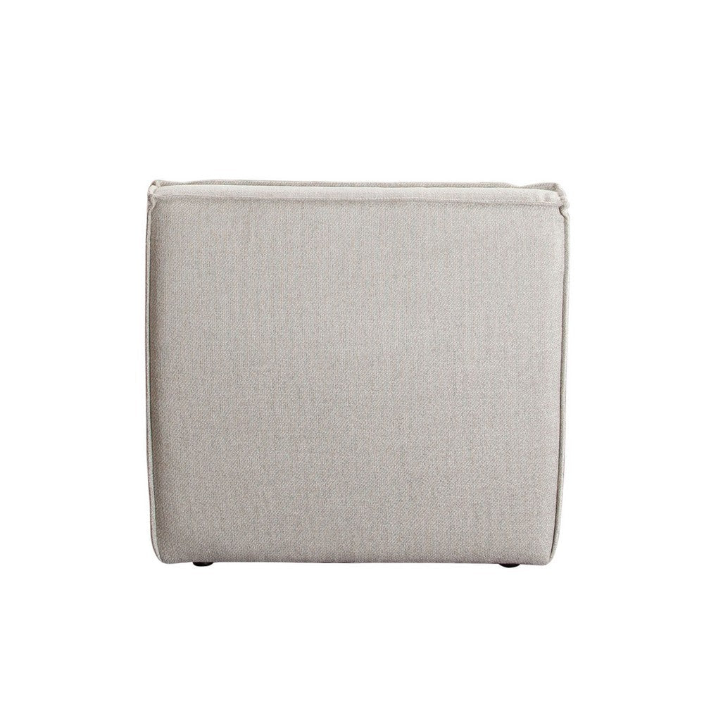 Ema Armless Chair, Sand Beige Fabric, 25 Inch, Scooped Seat w Grid Tufting - BM338694