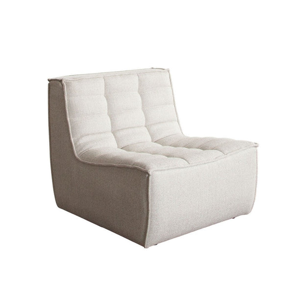 Ema Armless Chair, Sand Beige Fabric, 25 Inch, Scooped Seat w Grid Tufting - BM338694