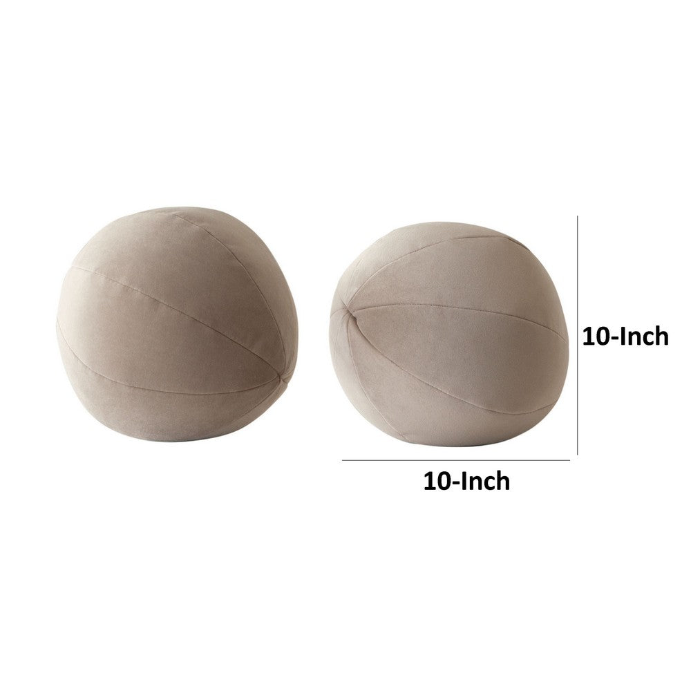 Hito Set of 2 Accent Pillows, Round Shape, Brown Velvet w Polyester Fill - BM338706