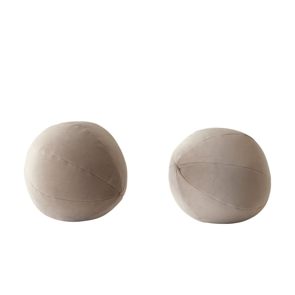 Hito Set of 2 Accent Pillows, Round Shape, Brown Velvet w Polyester Fill - BM338706