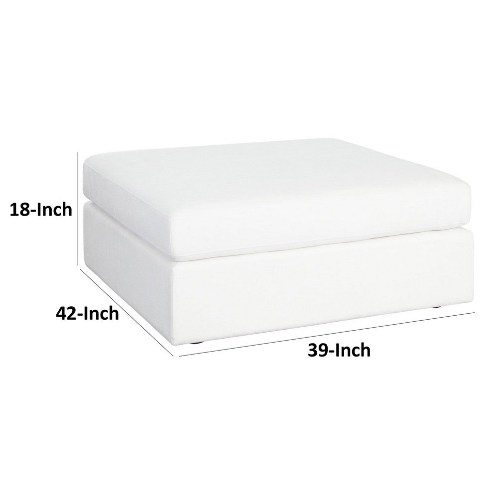 Lipi Accent Ottoman, Plush Mist White, 42 Inch Solid Wood Frame - BM338708
