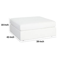 Lipi Accent Ottoman, Plush Mist White, 42 Inch Solid Wood Frame - BM338708