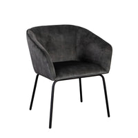 Voro Dining Chair Set of 2, Gray Velvet, Sleek Black Metal Legs - BM338713