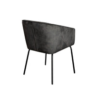 Voro Dining Chair Set of 2, Gray Velvet, Sleek Black Metal Legs - BM338713