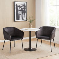 Voro Dining Chair Set of 2, Gray Velvet, Sleek Black Metal Legs - BM338713