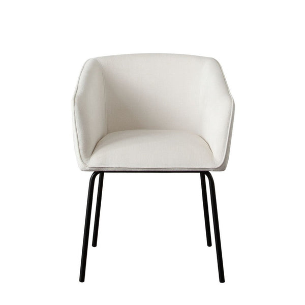 Voro Dining Chair Set of 2, Mist White Fabric, Sleek Black Metal Legs - BM338714