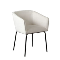 Voro Dining Chair Set of 2, Mist White Fabric, Sleek Black Metal Legs - BM338714
