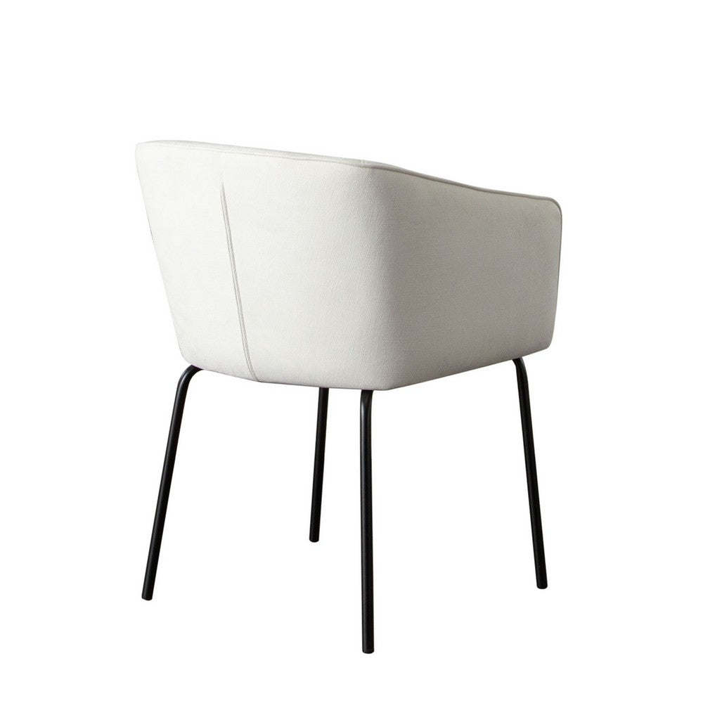 Voro Dining Chair Set of 2, Mist White Fabric, Sleek Black Metal Legs - BM338714