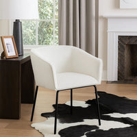 Voro Dining Chair Set of 2, Mist White Fabric, Sleek Black Metal Legs - BM338714