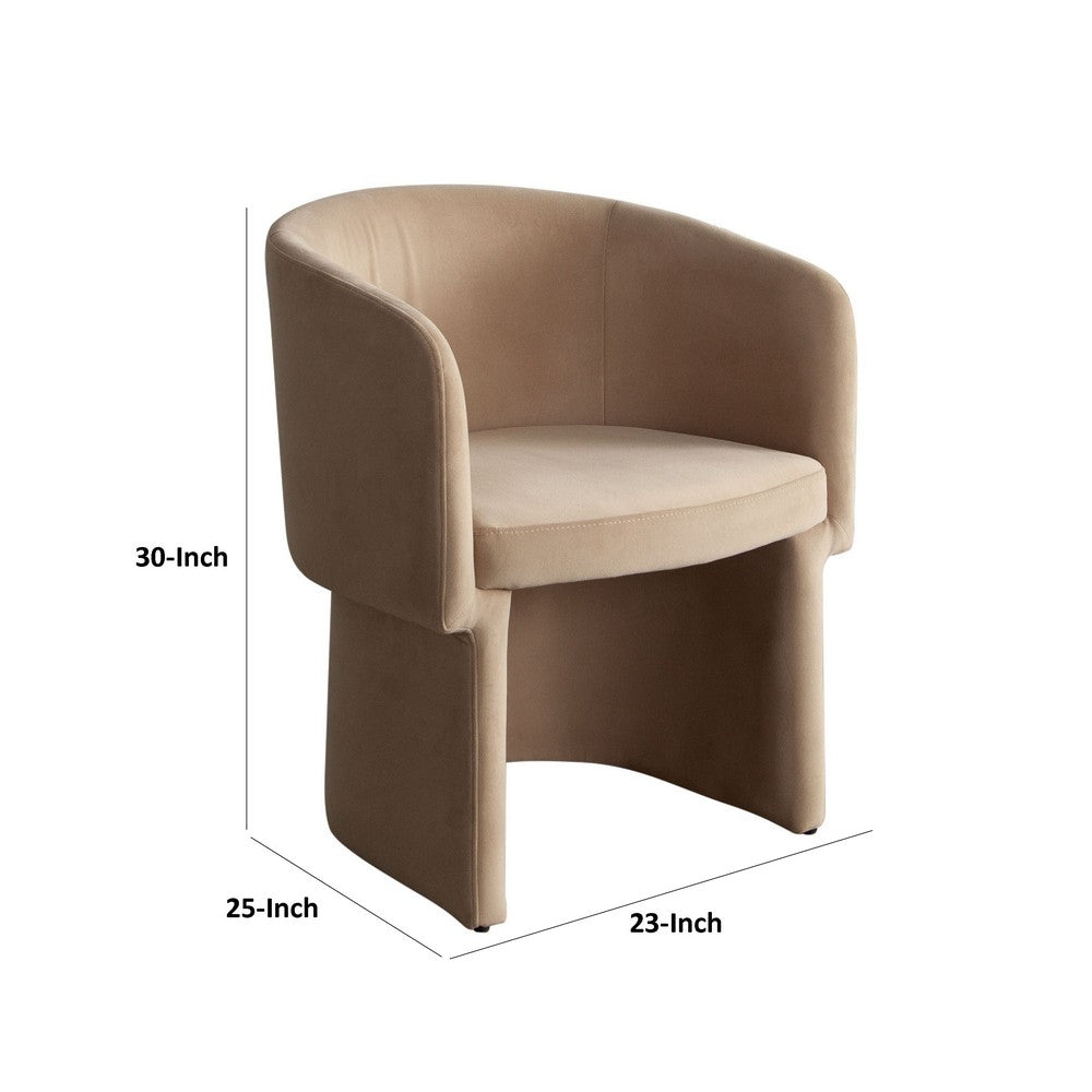 Tesy Dining Side Chair, Camel Brown Performance Velvet, Sloping Arms - BM338727