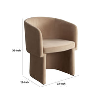 Tesy Dining Side Chair, Camel Brown Performance Velvet, Sloping Arms - BM338727