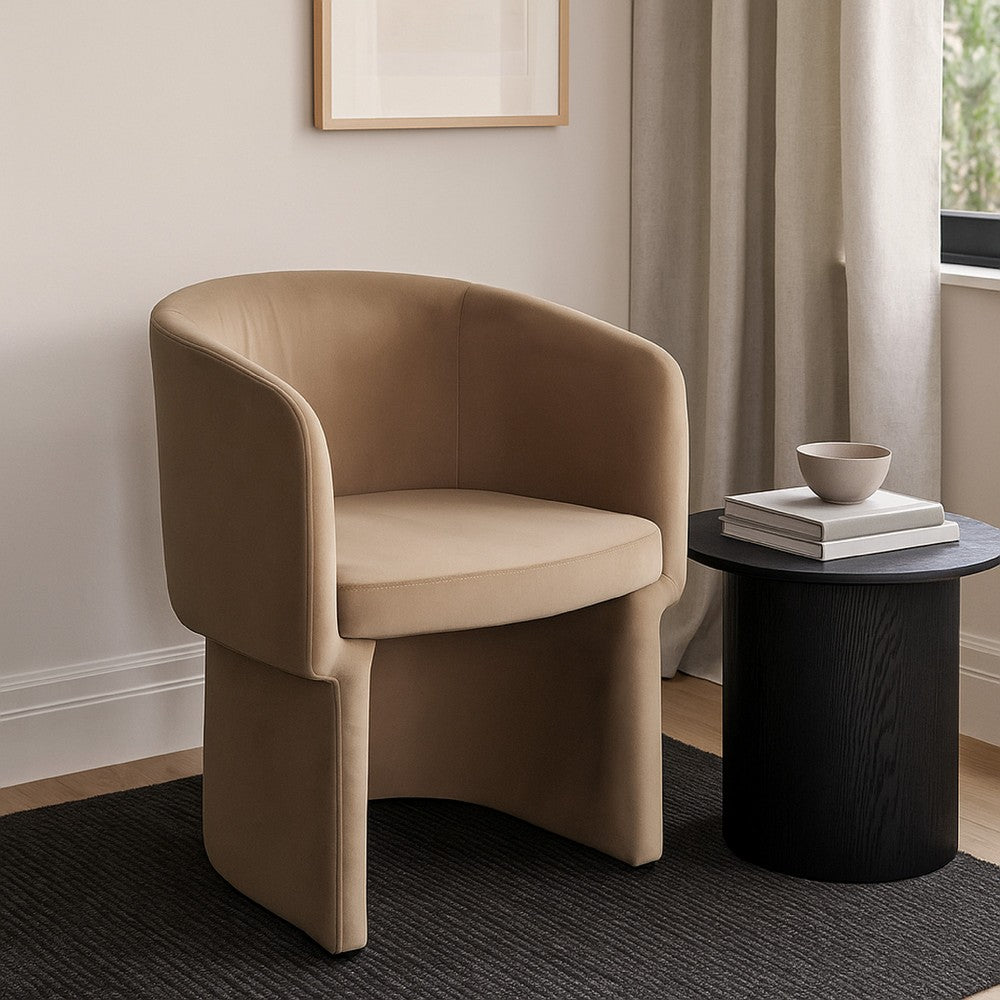 Tesy Dining Side Chair, Camel Brown Performance Velvet, Sloping Arms - BM338727