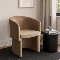 Tesy Dining Side Chair, Camel Brown Performance Velvet, Sloping Arms - BM338727