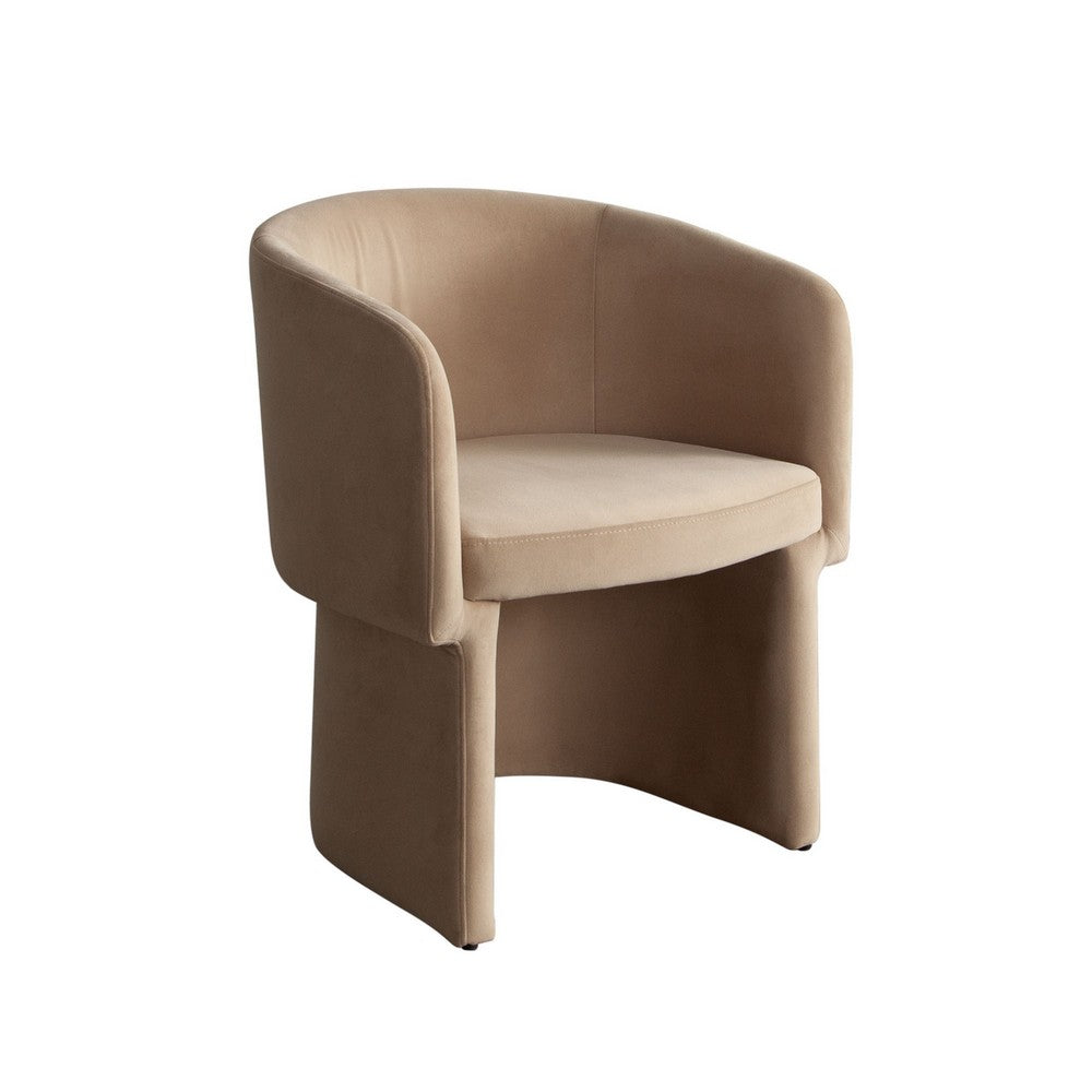Tesy Dining Side Chair, Camel Brown Performance Velvet, Sloping Arms - BM338727