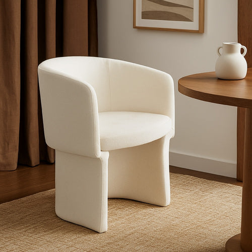 Tesy Dining Side Chair, Elite Ivory Textured Polyester, Sloping Arms - BM338728