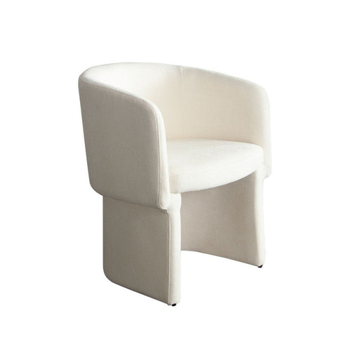 Tesy Dining Side Chair, Elite Ivory Textured Polyester, Sloping Arms - BM338728