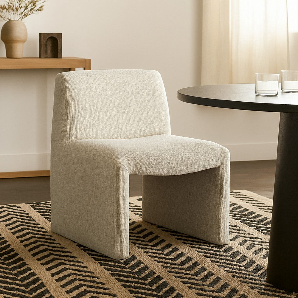 Zena Dining Side Chair, Armless Textured Wheat Brown Polyester Seat - BM338730