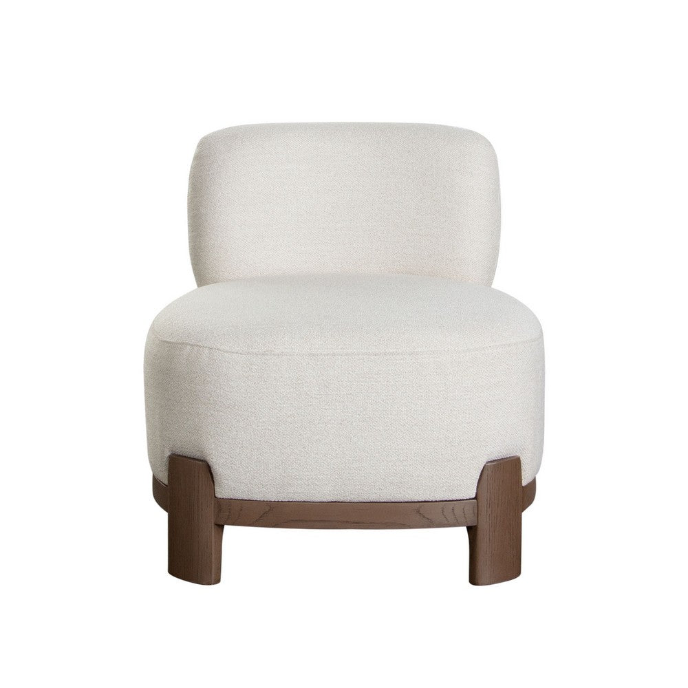 Dem Accent Chair, Armless Cream White Polyester Seat, Wood legs n Trim - BM338731
