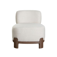 Dem Accent Chair, Armless Cream White Polyester Seat, Wood legs n Trim - BM338731
