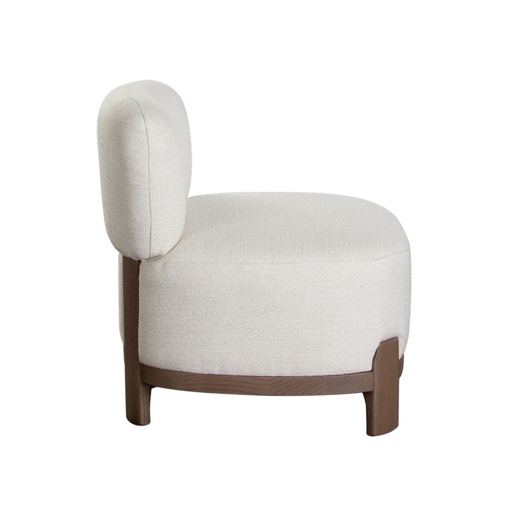 Dem Accent Chair, Armless Cream White Polyester Seat, Wood legs n Trim - BM338731