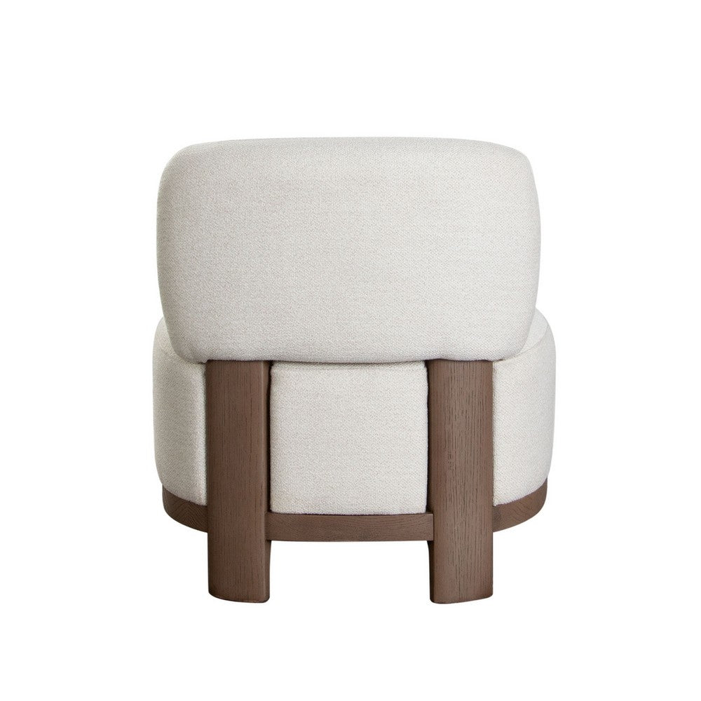 Dem Accent Chair, Armless Cream White Polyester Seat, Wood legs n Trim - BM338731