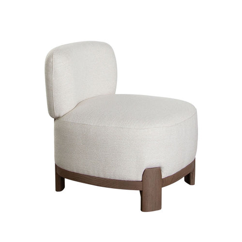 Dem Accent Chair, Armless Cream White Polyester Seat, Wood legs n Trim - BM338731