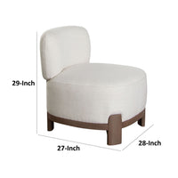 Dem Accent Chair, Armless Cream White Polyester Seat, Wood legs n Trim - BM338731