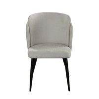 Griz Dining Side Chair Set of 2, Curved Back, Cream White Polyester, Black  - BM338734