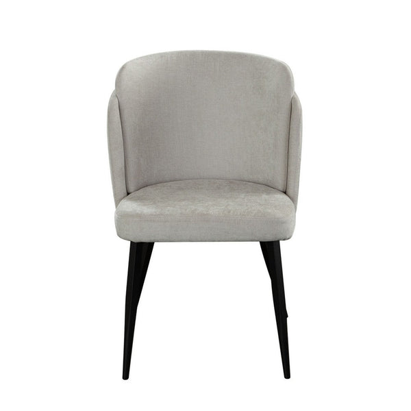 Griz Dining Side Chair Set of 2, Curved Back, Cream White Polyester, Black  - BM338734