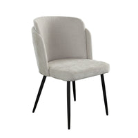Griz Dining Side Chair Set of 2, Curved Back, Cream White Polyester, Black  - BM338734