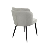 Griz Dining Side Chair Set of 2, Curved Back, Cream White Polyester, Black  - BM338734