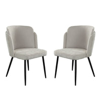 Griz Dining Side Chair Set of 2, Curved Back, Cream White Polyester, Black  - BM338734