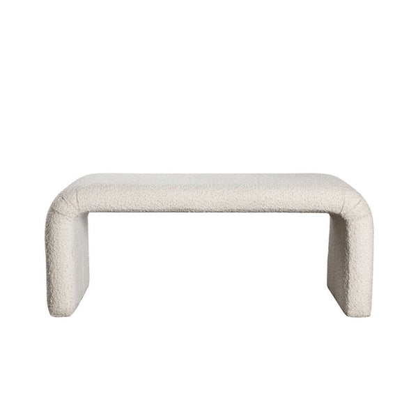 Accent Bench, C Shaped Design Ivory Boucle Upholstery, 44 Inch -BM338735