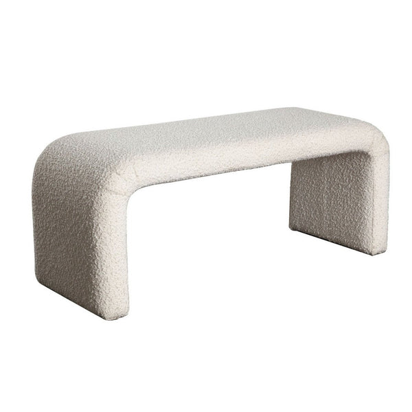 Accent Bench, C Shaped Design Ivory Boucle Upholstery, 44 Inch -BM338735