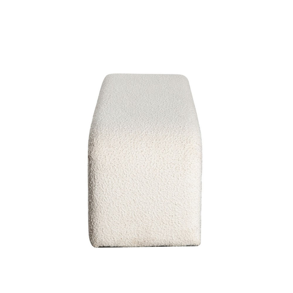 Accent Bench, C Shaped Design Ivory Boucle Upholstery, 44 Inch -BM338735